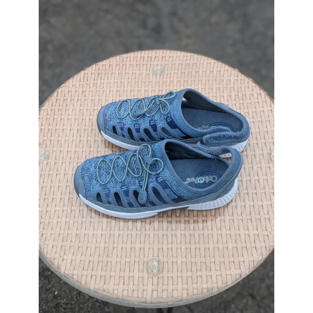 Outdoor Hiking Water Shoes Closed Toe Sport Sandals Orthofeet Blue Women 9 XW